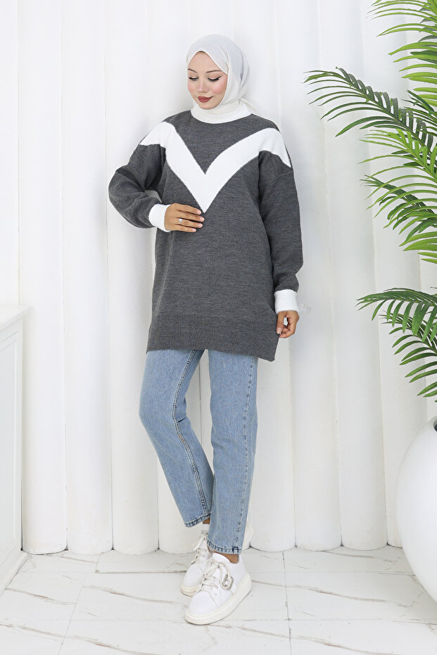 تونيكات تريكو منقوشة S3017 أنثراسيت - 2