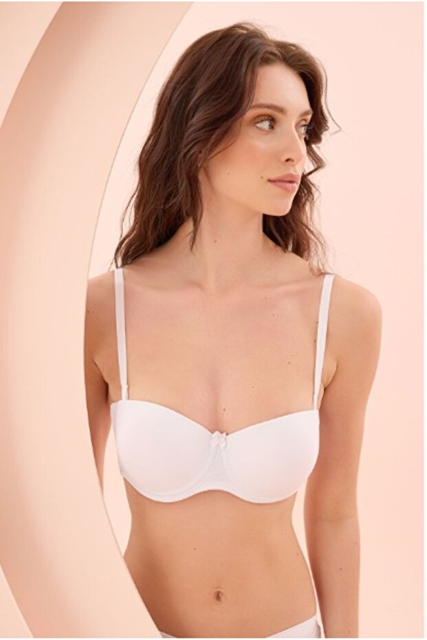 3520 Supported Strapless Elastane Micro Padded Bra White - 2