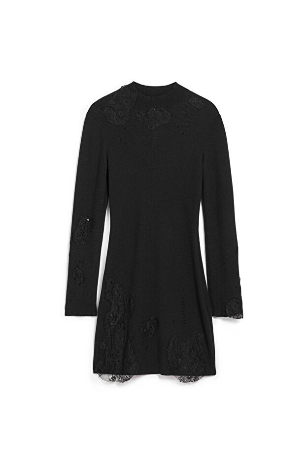 DANTEL MIX TRİKO ELBİSE - 3