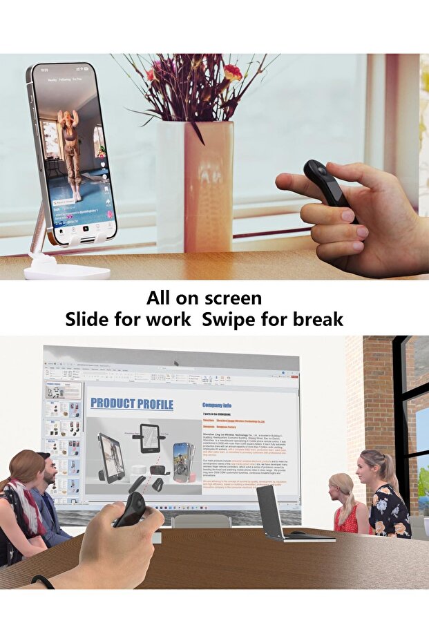 3-Link Air Mouse for PC/iOS/Android with Touchpad, Rechargeable Wireless Presentation Clicker, Bluet - 4