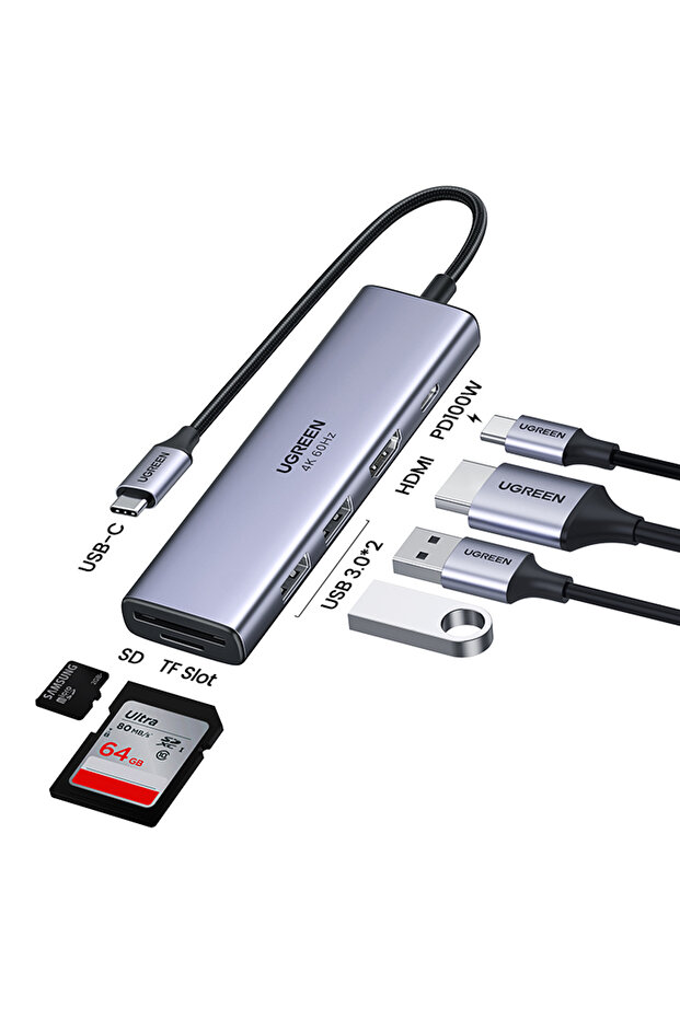 6-in-1 USB-C 2xUSB-A 3.2, 2xUSB-C 3.2, PD, 4K/2K HDMI, 35999 - 1