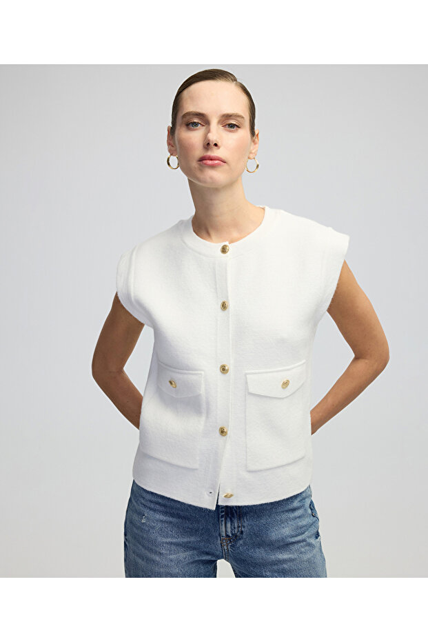 Metal Button Knitwear Vest