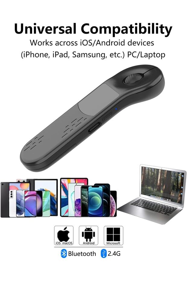 3-Link Air Mouse for PC/iOS/Android with Touchpad, Rechargeable Wireless Presentation Clicker, Bluet - 2