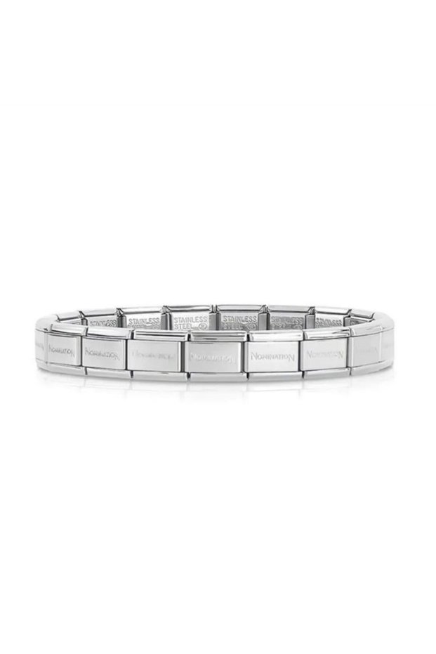 Unisex Steel Italian Silver Charm Nomination Bracelet