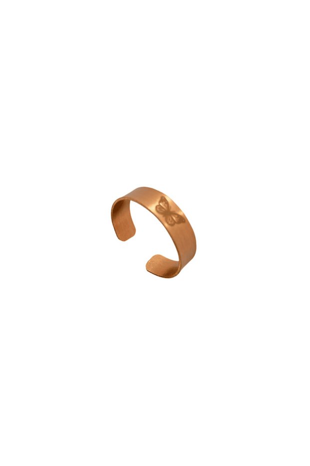 Handmade Copper Ring with Butterfly Motif – Adjustable Stylish Butterfly Design