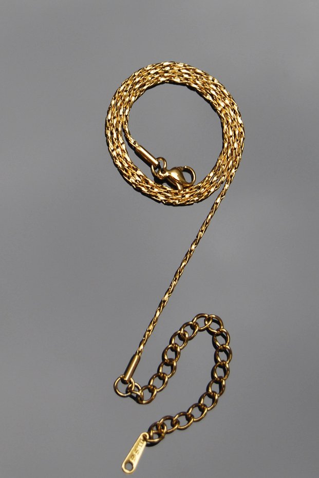 Steel Italian Recta Spiral Twisted Necklace 1 mm Gold Color | Non-Tarnishing, Unisex, 2-Year Warranty