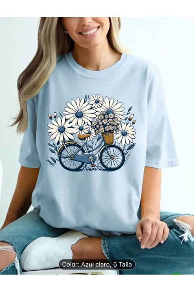 Short Sleeve Round Neck Biskelet Printed T-Shirt