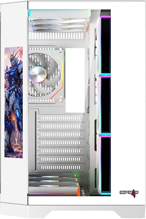 علبة كمبيوتر Spear PC DOST60PLUS ARGB ATX بشاشة 9.2 بوصة، و7 مراوح ARGB وجهاز تحكم عن بُعد، وزجاج مقسّى - 3