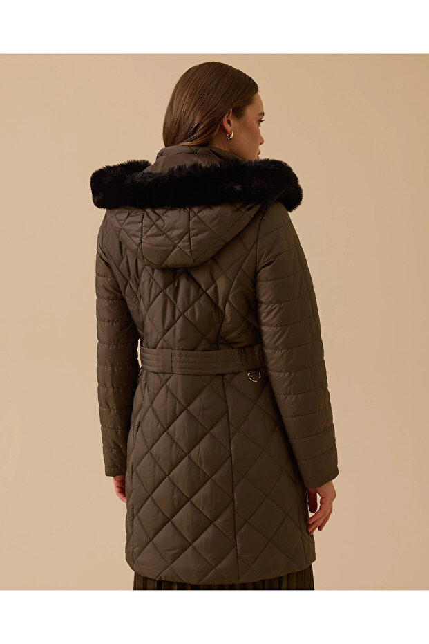 Kapüşonlu Kapitone Anorak Kaban - 5