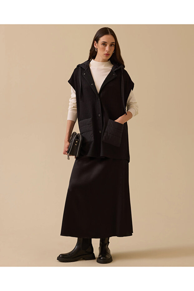 Cep Detaylı Örme Yelek - 1