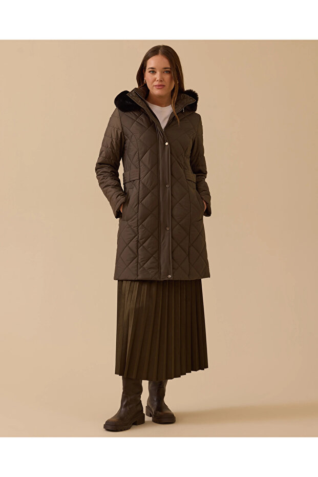 Kapüşonlu Kapitone Anorak Kaban - 1