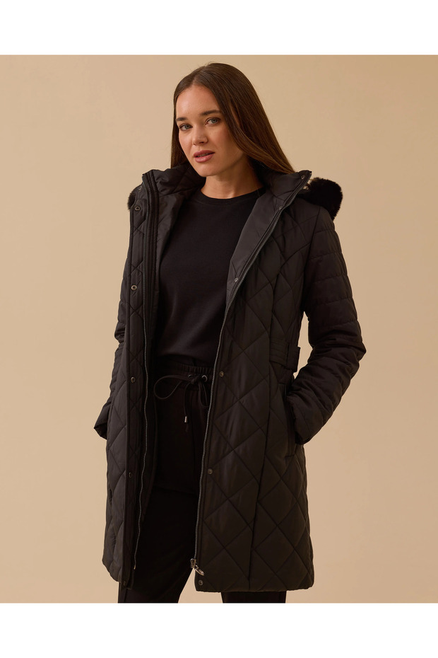 Kapüşonlu Kapitone Anorak Kaban - 3