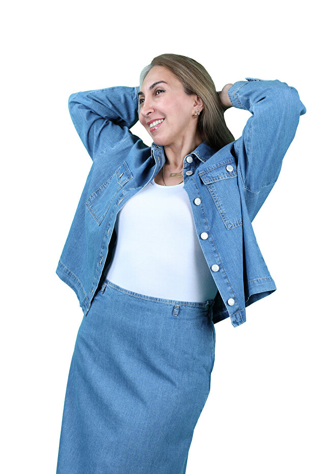 Oversize Gömlek Mavi - 2