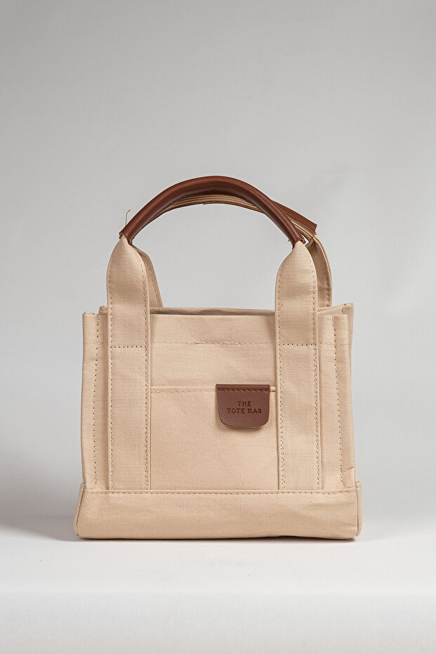 Women's Canvas Crossbody Mini Tote Bag Cream