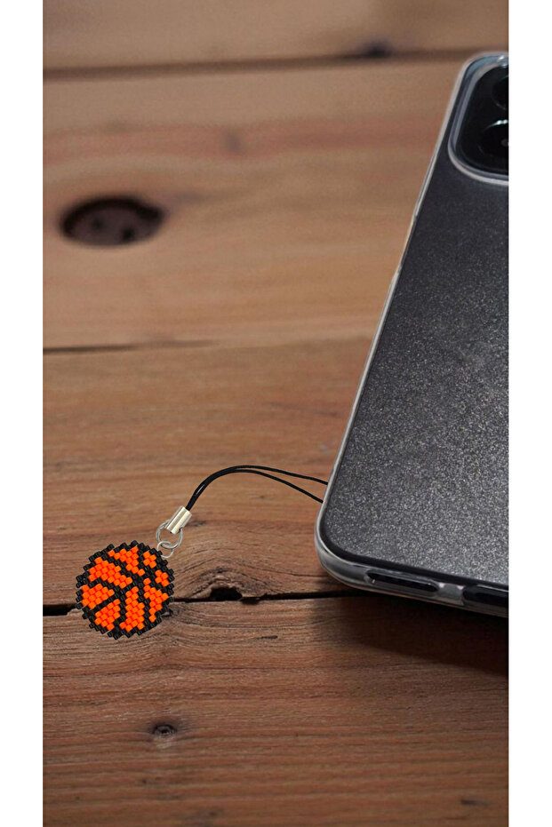 Miyuki Beads Handmade Basketball Ball Phone Charm - Charm