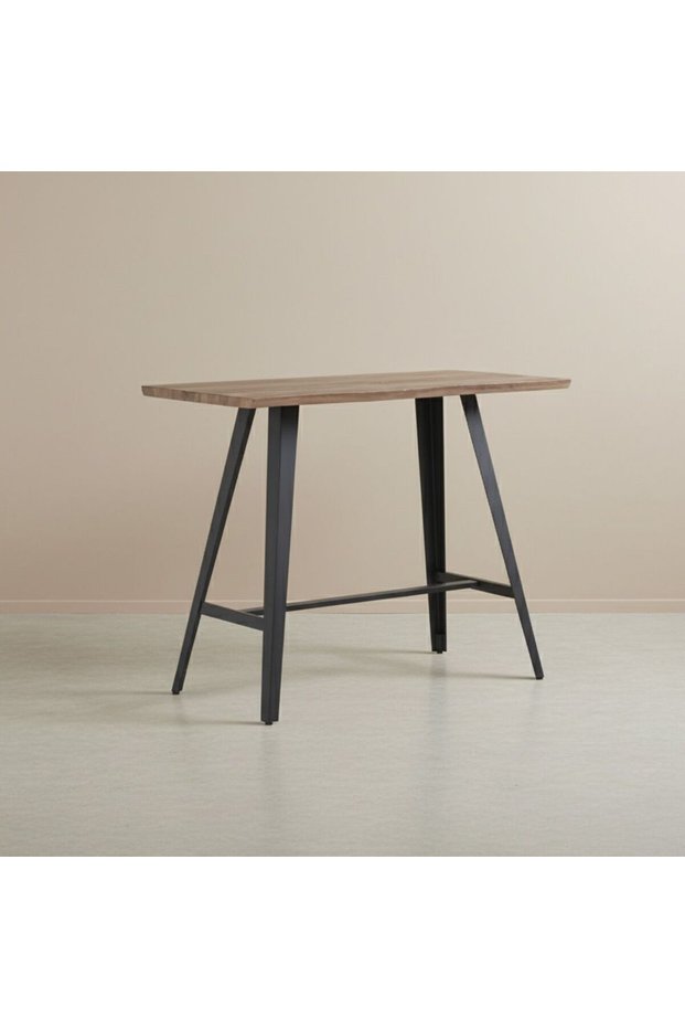 Gideon 4-Seater Counter Height Dining Table - Natural Oak/Brown Finish, Sturdy Wood/Metal, 140x70cm