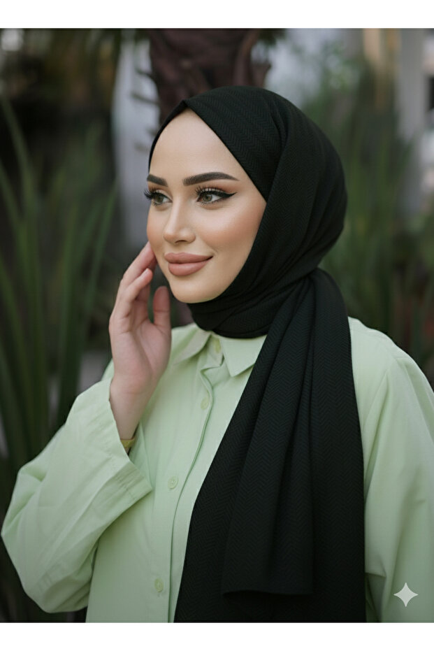 شال بنمط عصري على شكل جلد السمك باللون الكاكي