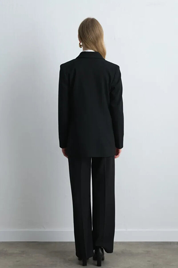 Tek Düğmeli Blazer Ceket - Siyah - 7