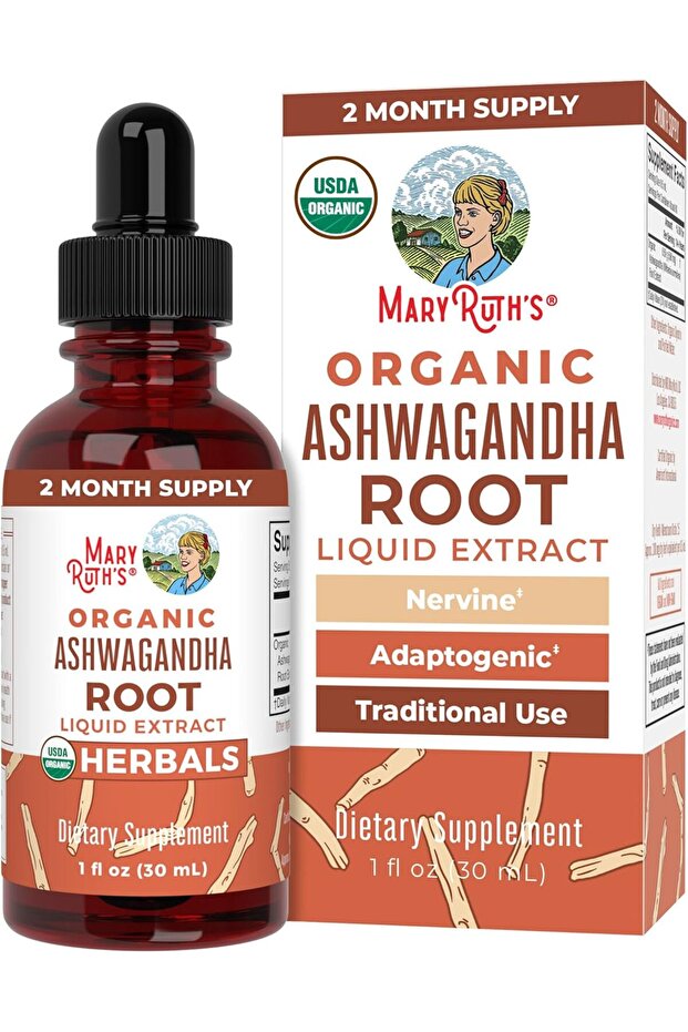 MaryRuth Organics Ashwagandha Root Liquid Drops | USDA Organic | Stress Relief, Calming, Relaxation,