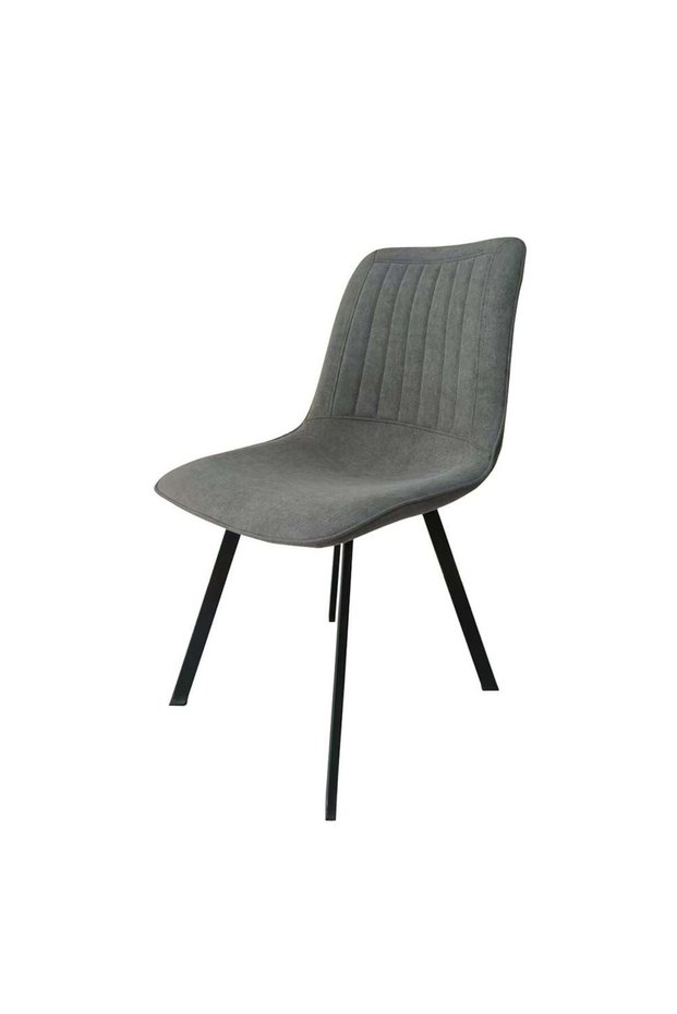 V2 Alleria Dining Chair Set of 2 - Stylish Grey/Black Upholstered Metal Chairs for Dining Room