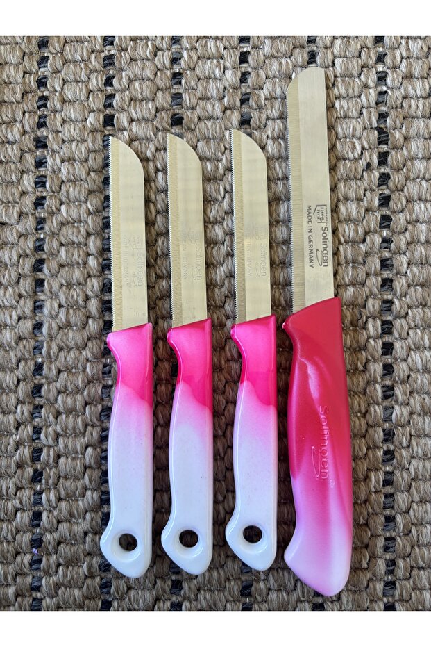 3 Ebruli Pembe Meyve Bıçağı, 1 Micro Ebruli Sebze Bıçağı Seti - 1