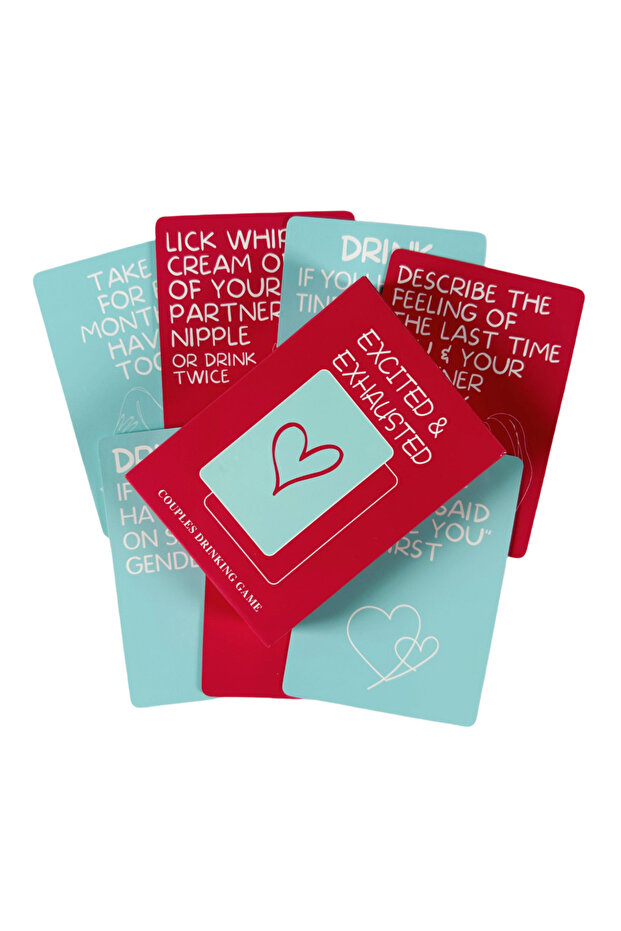 15-Excited Excited Exhausted Card Game Best Couples Drinking Games 50x Playing Cards Deck For Party