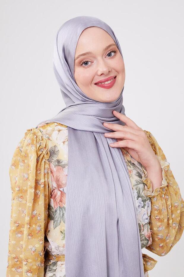 شال فستان سهرة رمادي لامع