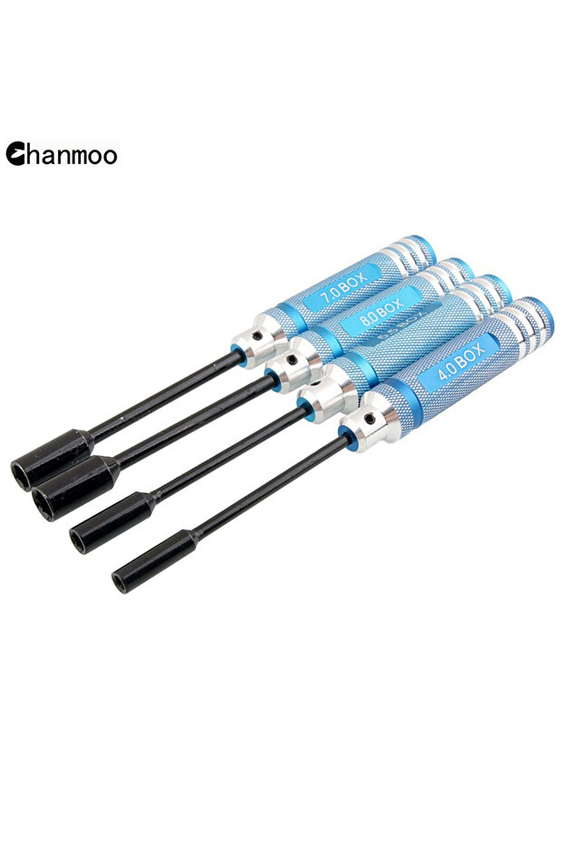 4pcs Blue A H1.5/2.0/2.5/3.0/4.0/5.5/7.0/8.0mm Handle Allen Hex Screwdriver Key Driver Tools for RC - 1