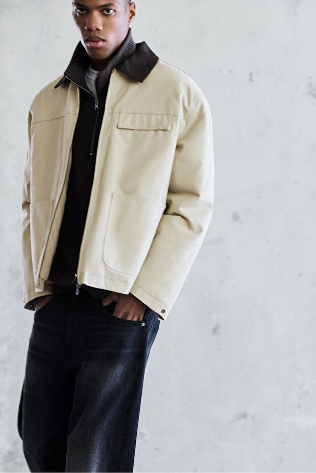 Kontrast yakalı ceket - 1