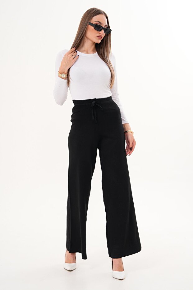 Kadın Bol Paça Triko Örme Pantolon 255166 - - 2