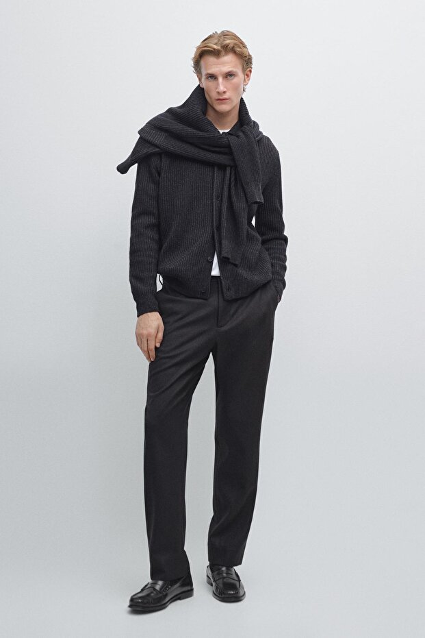 %100 yün fitilli kadife görünümlü flanel pantolon - 1