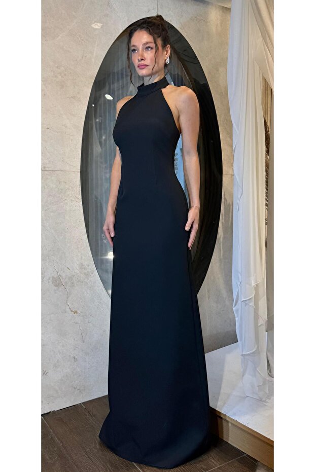 Siyah Halter Yaka Abiye - 1