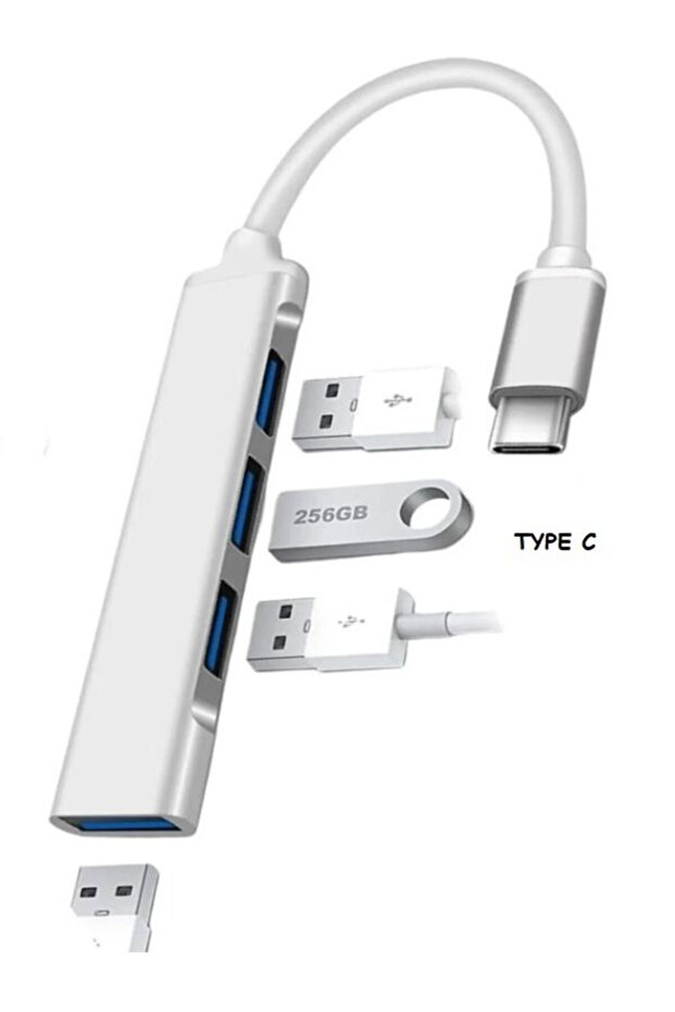Type-c To Usb Hub 4 Port Çoklayıcı Macbook Ile Uyumlu Çoğaltıcı Type C To Usb Converter Hub - 4