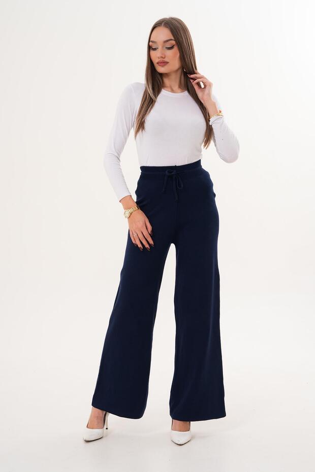 Kadın Bol Paça Triko Örme Pantolon 255166 - - 1