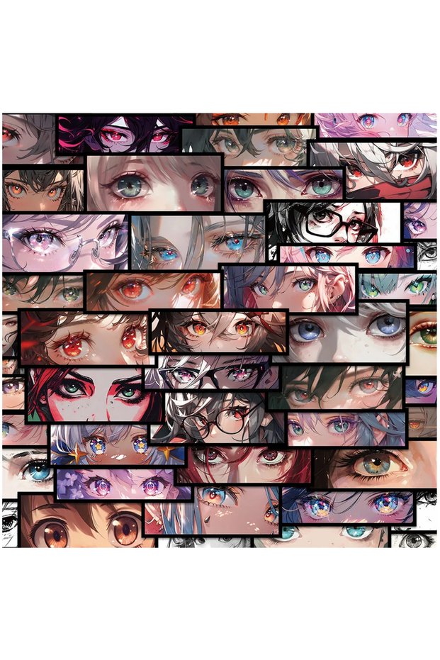 Bandai 60PCS 10/30/50pcs Kawaii Anime Girls Eye Stickers Cute Cartoon Sticker Phone Case Water Bottl