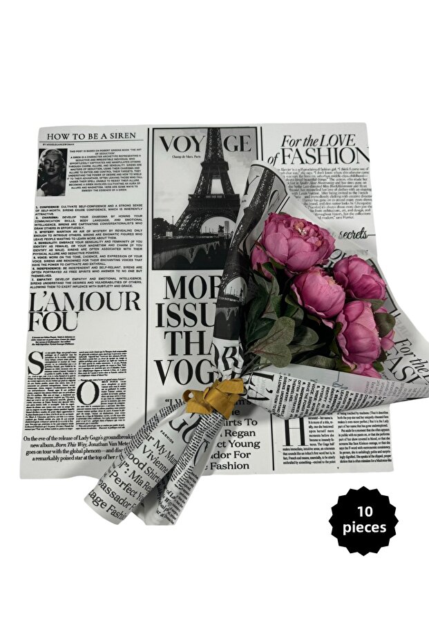 Newspaper Printed Floral Bouquet Packing - Gelatin Paper, Matte Opp, 55X55Cm, 10 Pieces