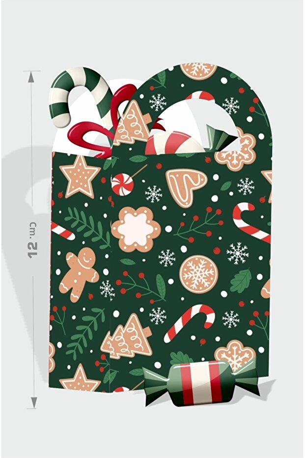 New Year's Themed Cookie Man Mini Bag 12x7 cm Pack of 8
