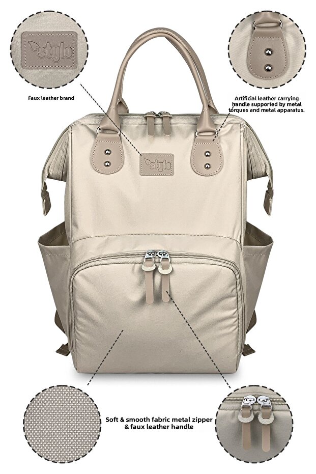 Paris X Pro Women's and Mother's Baby Care Backpack Beige
