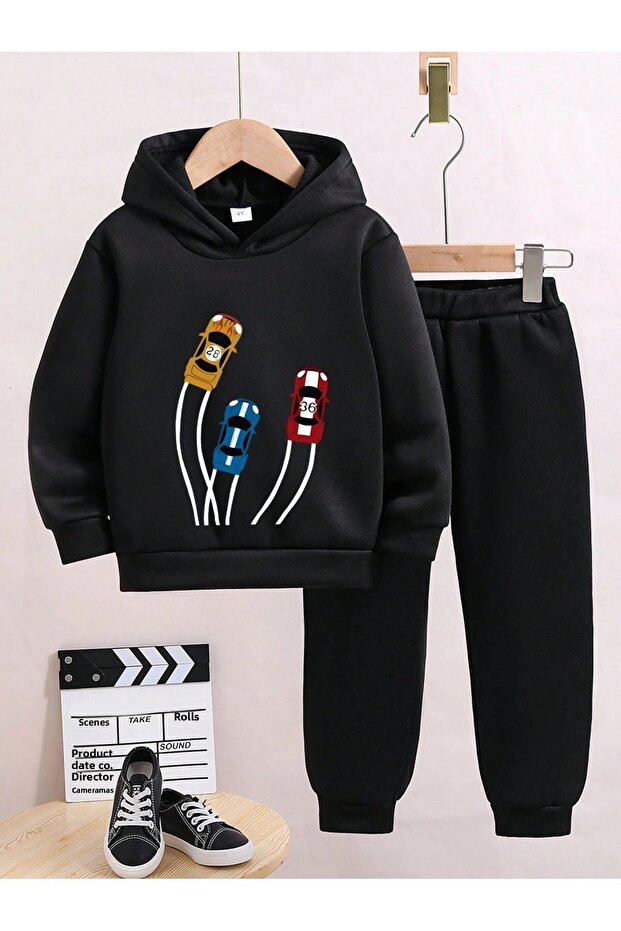 Printed Kids' Tracksuit Set - Unisex Hooded Sweatshirt Jogger Pants Tracksuit