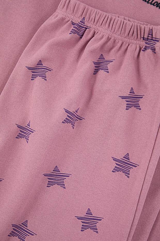 Gül Kurusu Yıldız Baskılı Büyük Beden Pijama Takımı TBBAW26AI00045 - 4