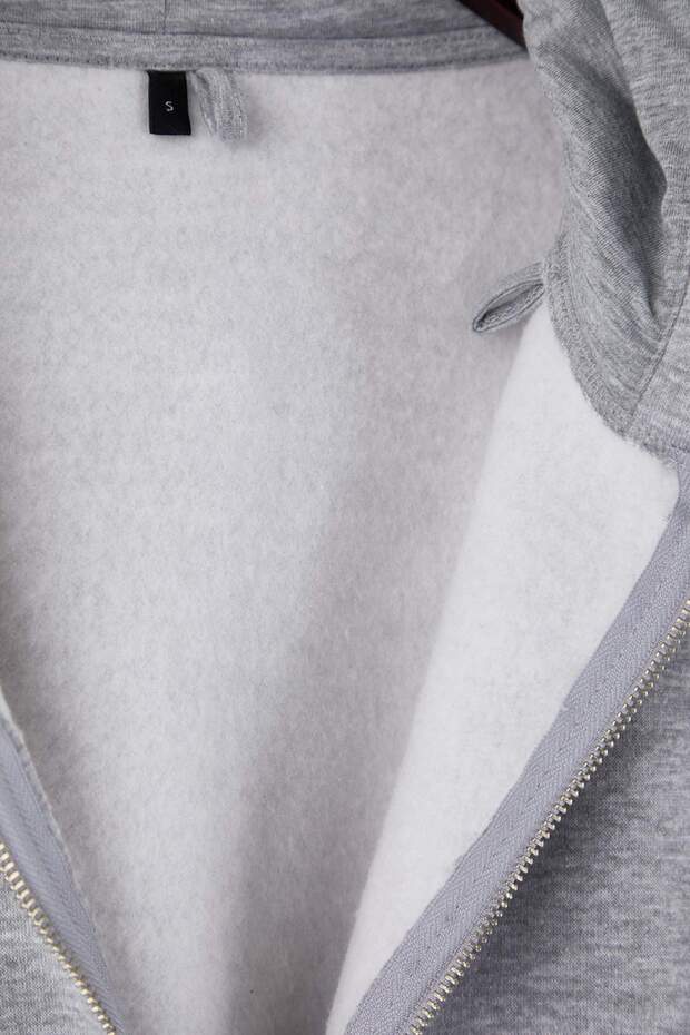 Gri Melanj Kalın İçi Polarlı Kapüşonlu Fermuarlı Oversize/Geniş Kesim Örme Sweatshirt TWOAW26SW00111 - 6