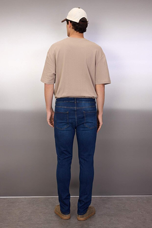 Lacivert Esnek Kumaş Regular Fit Jeans Kot Pantolon TMNAW23JE00036 - 4