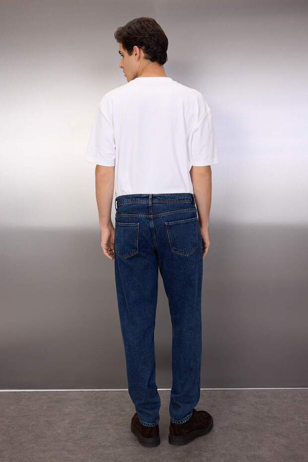 Lacivert %100 Pamuk Essential Fit Jeans Kot Pantolon TMNAW23JE00104 - 4
