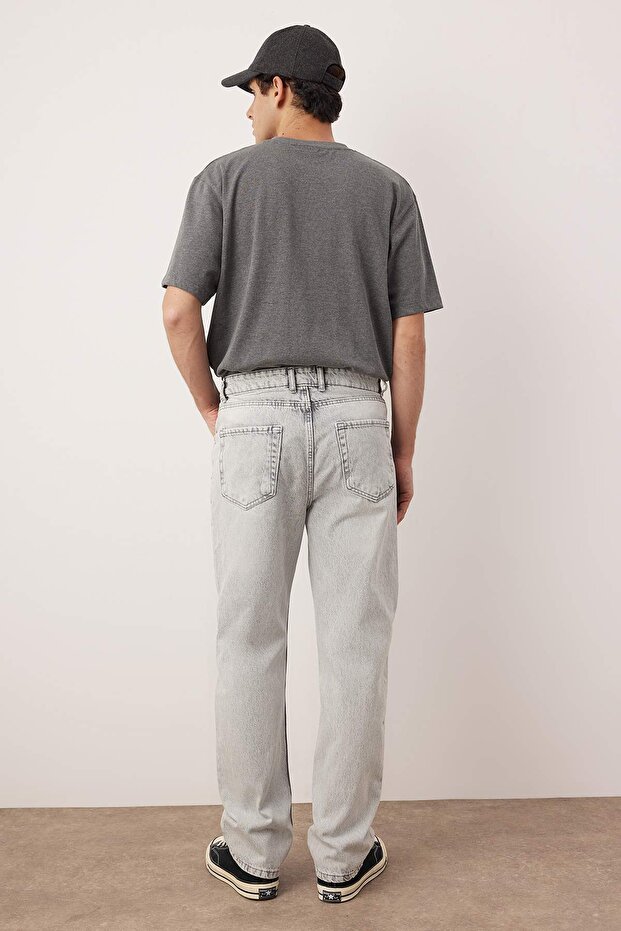Gri Baggy /Bol Kesim Kot Pantolon Jeans TMNAW24JE00027 - 4