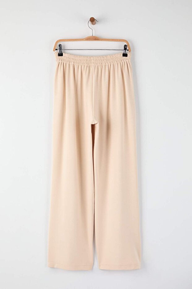 Taş Wide Leg Yumuşak Kumaşlı Pilili Esnek Örme Pantolon TWOAW26PL00138 - 6