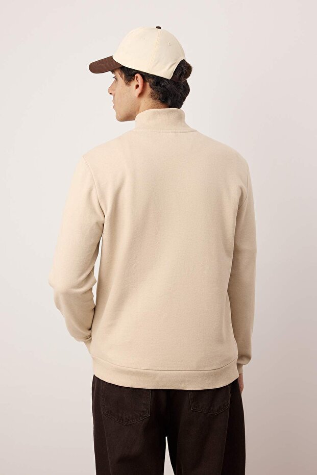 Kamienna Regular/Normalny krój Stojący kołnierz Gruba bluza z polarową podszewką TMNAW26SW00021 - 4