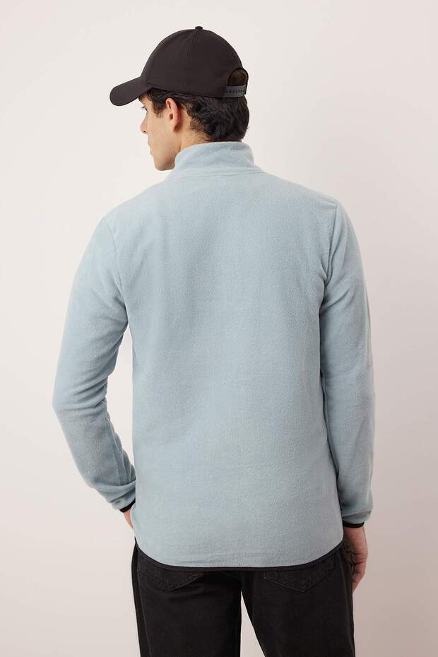Mint Regular/Normal Kesim Dik Yaka Fermuarlı Dikiş Detaylı Polar Sweatshirt TMNAW26SW00036 - 4