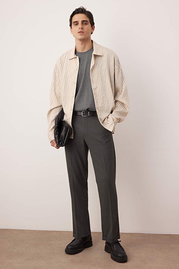 Antrasit Erkek Boyfriend Fit Kumaş Pantolon TMNAW26PL00017 - 7