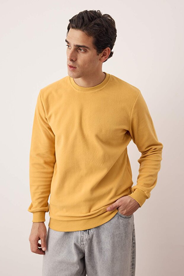 Hardal Regular/Normal Kesim Polar Bisiklet Yaka Sweatshirt/Pijama Üstü TMNAW26SW00033 - 3