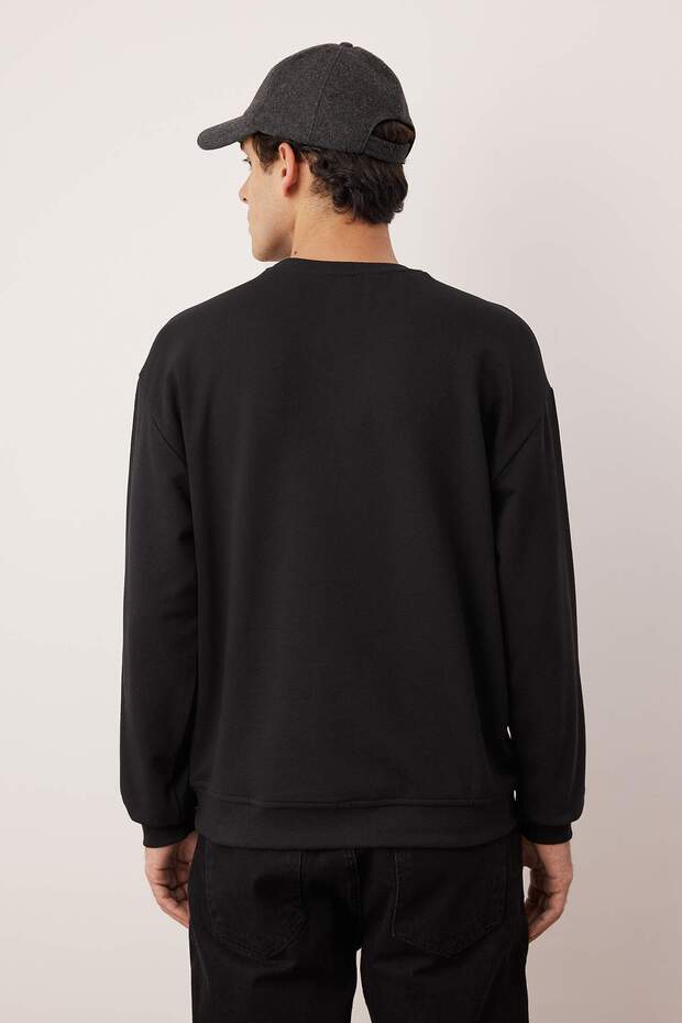 Siyah-Haki 2'li Paket Oversize/Geniş Kesim İçi Polar/Sıcak Tutan Etiketli Sweatshirt TMNAW24SW00001 - 7
